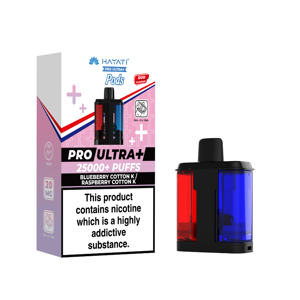 Hayati Pro Ultra Plus 25k Prefilled Pods Blueberry Cotton K/Raspberry Cotton K