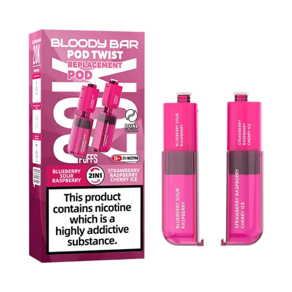 Bloody Bar Pod Twist 20K Prefilled Pod Blueberry Sour Raspberry / Strawberry Raspberry Cherry Ice - EUK
