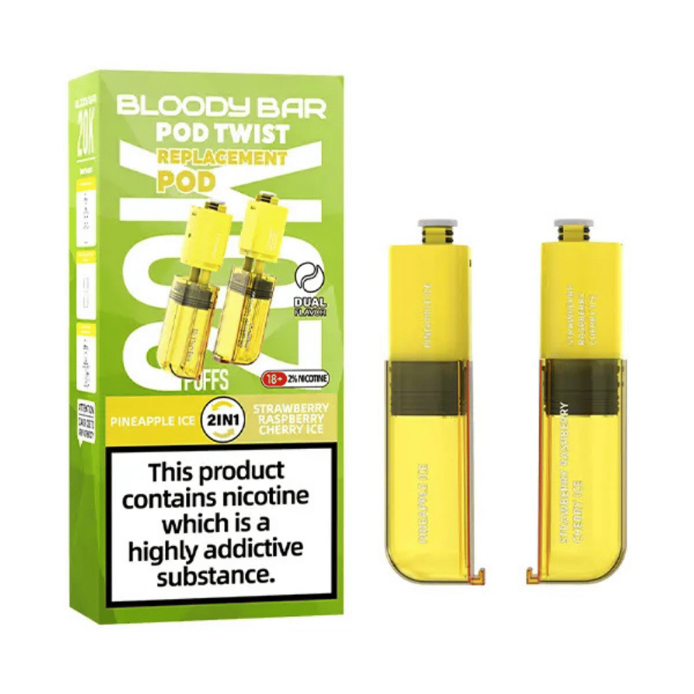 Bloody Bar Pod Twist 20K Prefilled Pod Pineapple Ice / Strawberry Raspberry Cherry Ice - EUK