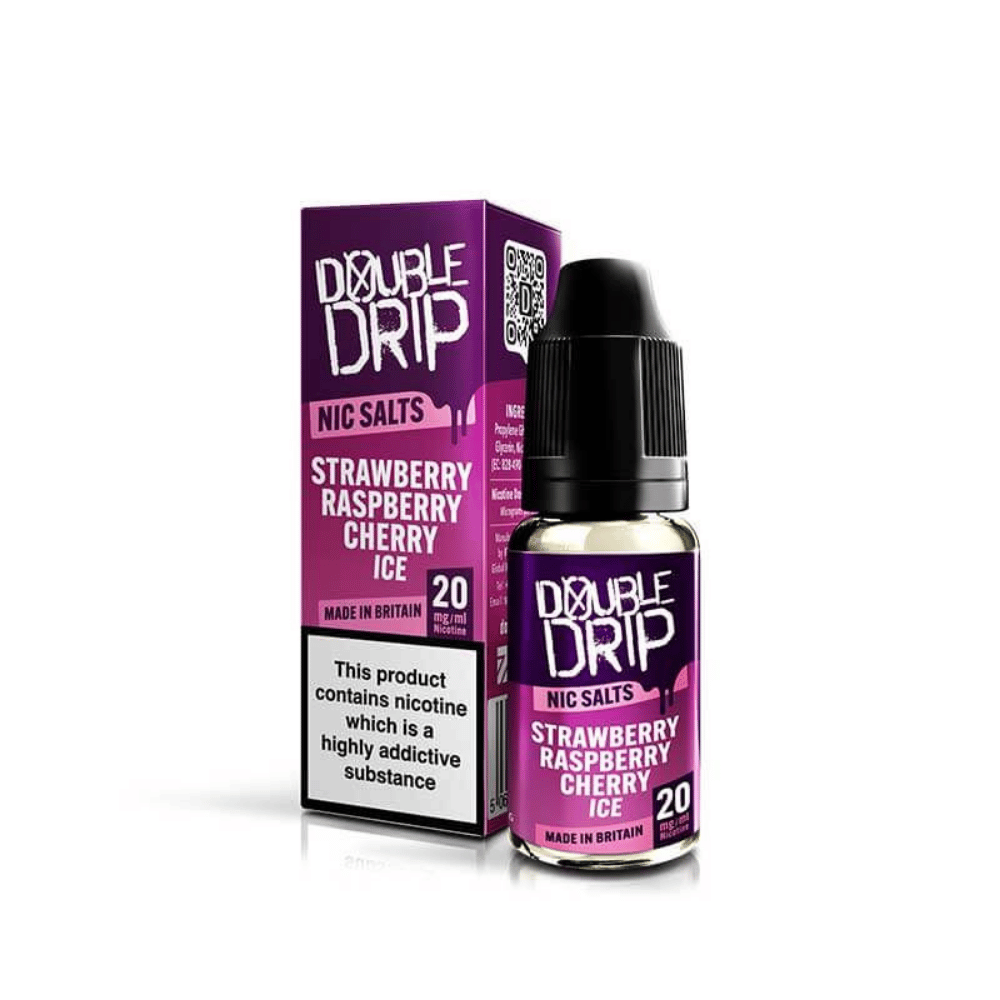 Double Drip Nic Salt E - Liquid Strawberry Raspberry Cherry Ice - EUK