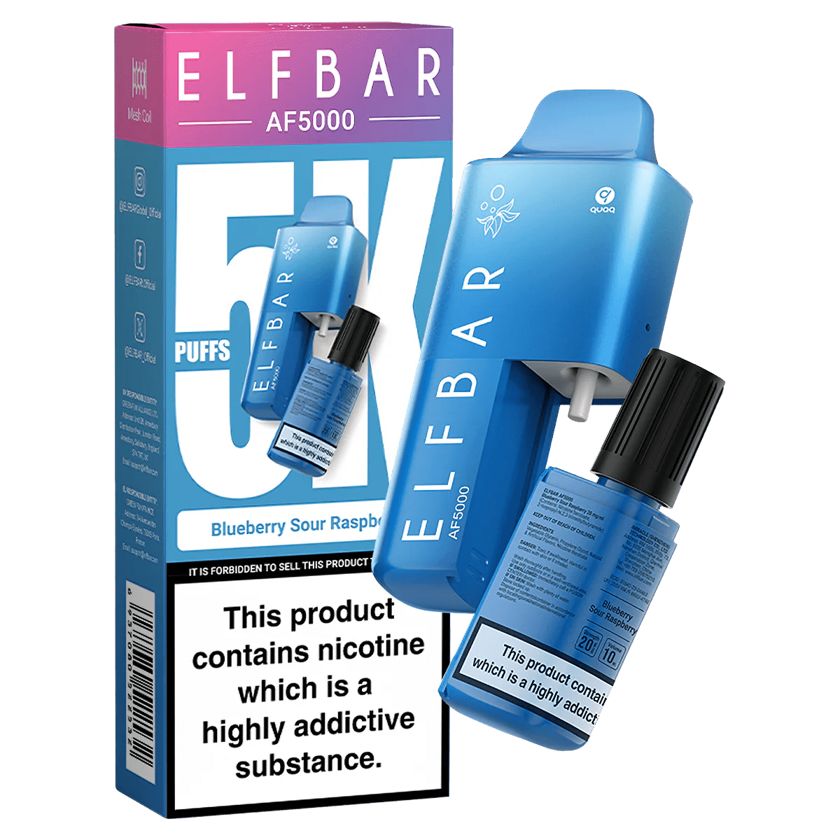 Elf Bar AF5000 Disposable Vape Kit Blueberry Sour Raspberry - EUK