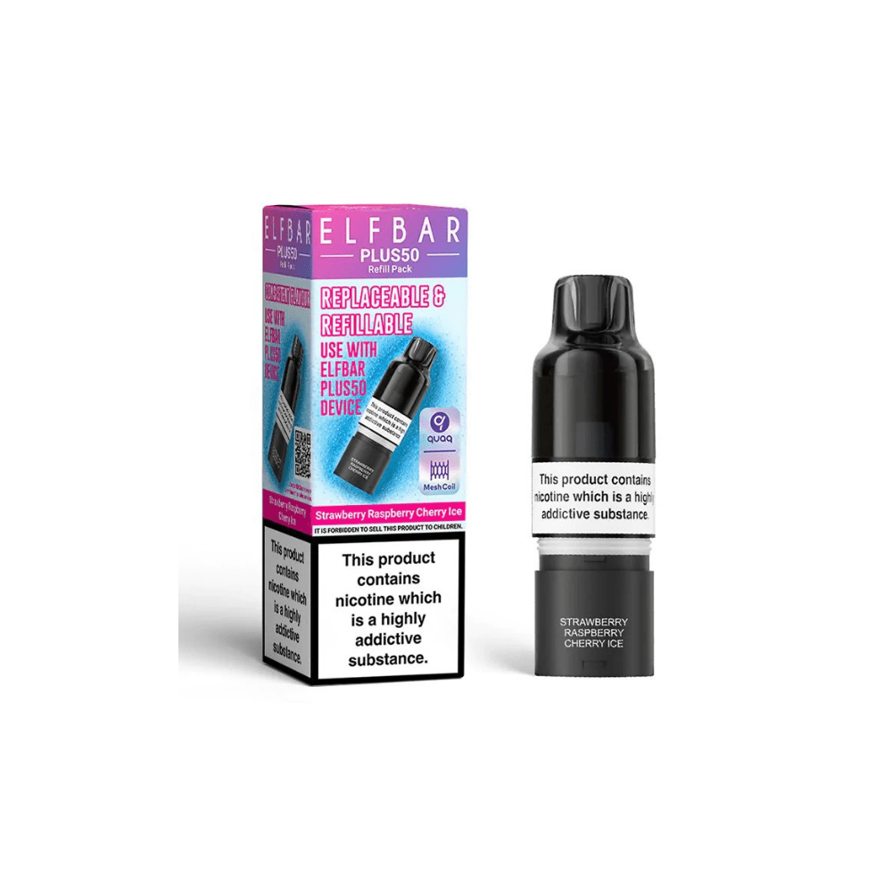 ELF BAR Plus 50 Refill Pack Strawberry Raspberry Cherry Ice - EUK