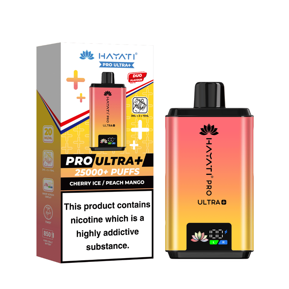 Hayati Pro Ultra Plus 25k Puffs Vape Kit Cherry Ice / Peach Mango - EUK