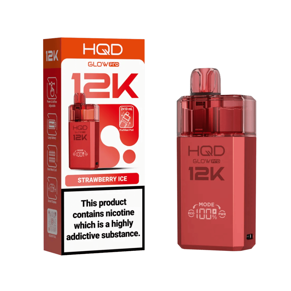 HQD Glow Pro 12K Prefilled Pod Kit Strawberry Ice - EUK