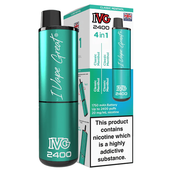 IVG 2400 Rechargeable Vape Classic Menthol - EUK
