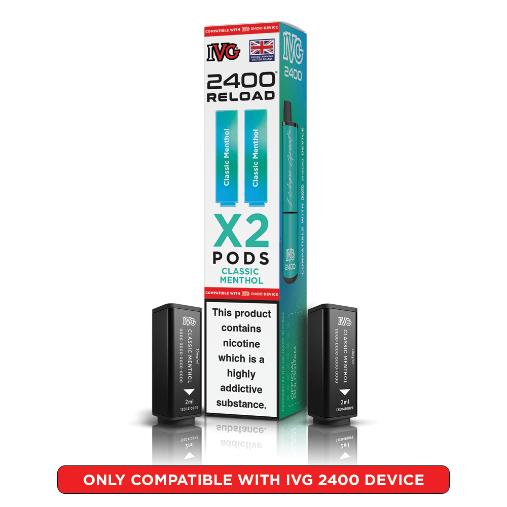 IVG 2400 Reload Classic Menthol Prefilled Vape Pods 2 Pack - EUK