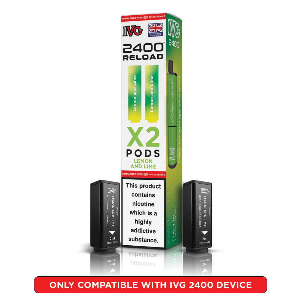 IVG 2400 Reload Lemon and Lime Prefilled Vape Pods 2 Pack - EUK