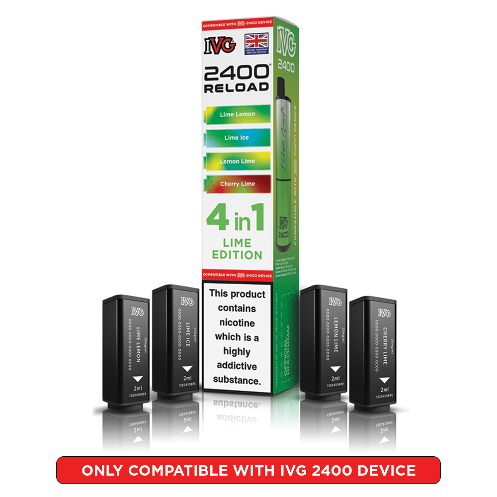 IVG 2400 Reload Lime Edition Prefilled Vape Pods 4 Pack - EUK