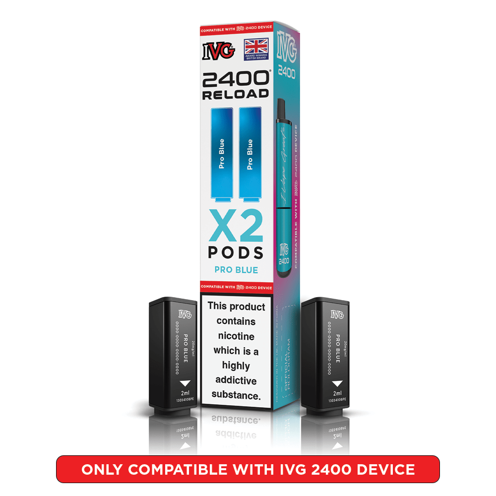 IVG 2400 Reload Pro Blue Prefilled Vape Pods 2 Pack - EUK