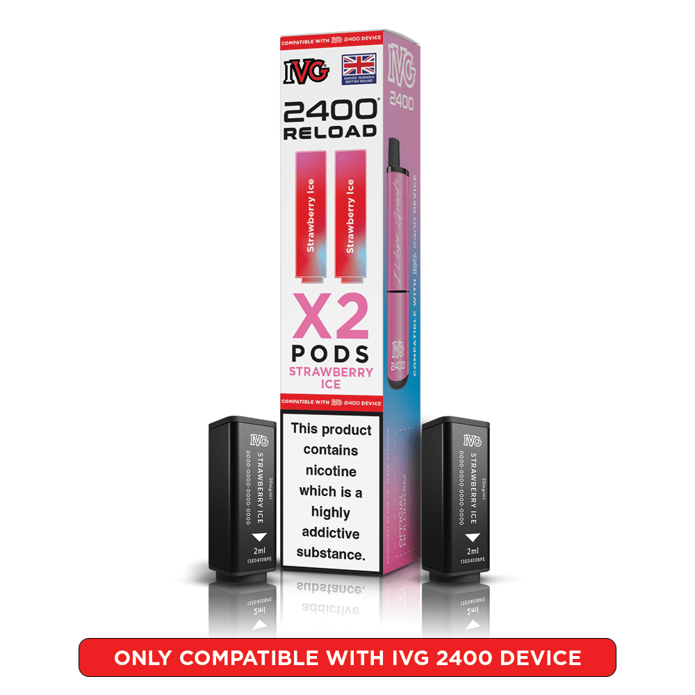 IVG 2400 Reload Strawberry Ice Prefilled Vape Pods 2 Pack - EUK