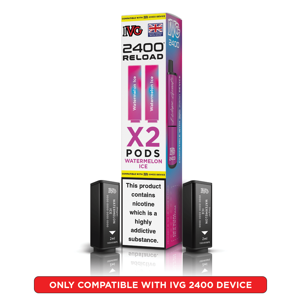 IVG 2400 Reload Watermelon Ice Prefilled Vape Pods 2 Pack - EUK