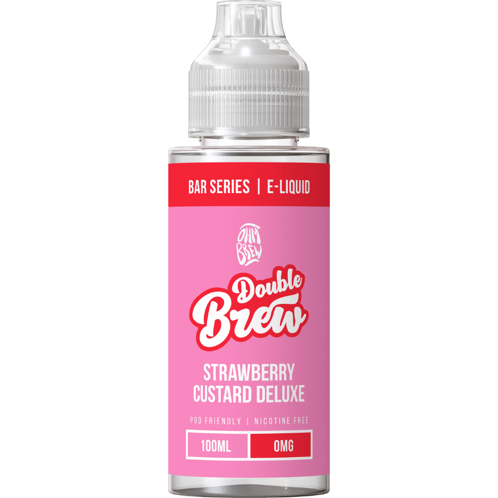 Ohm Brew Double Brew 100ml Shortfill E - Liquid Strawberry Custard Deluxe - EUK