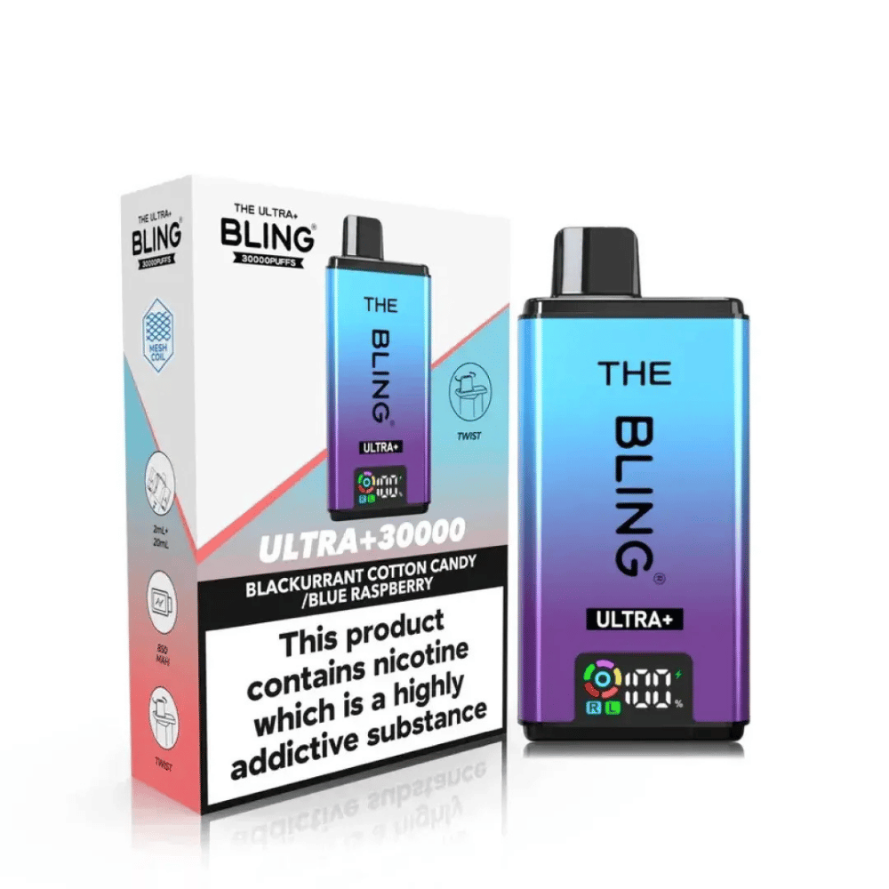 The Bling Ultra Plus 30K Vape Kit Blackcurrant Cotton Candy / Blueberry Raspberry - EUK