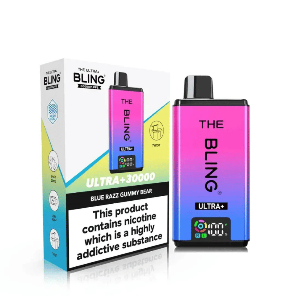 The Bling Ultra Plus 30K Vape Kit Blue Razz Gummy Bear - EUK