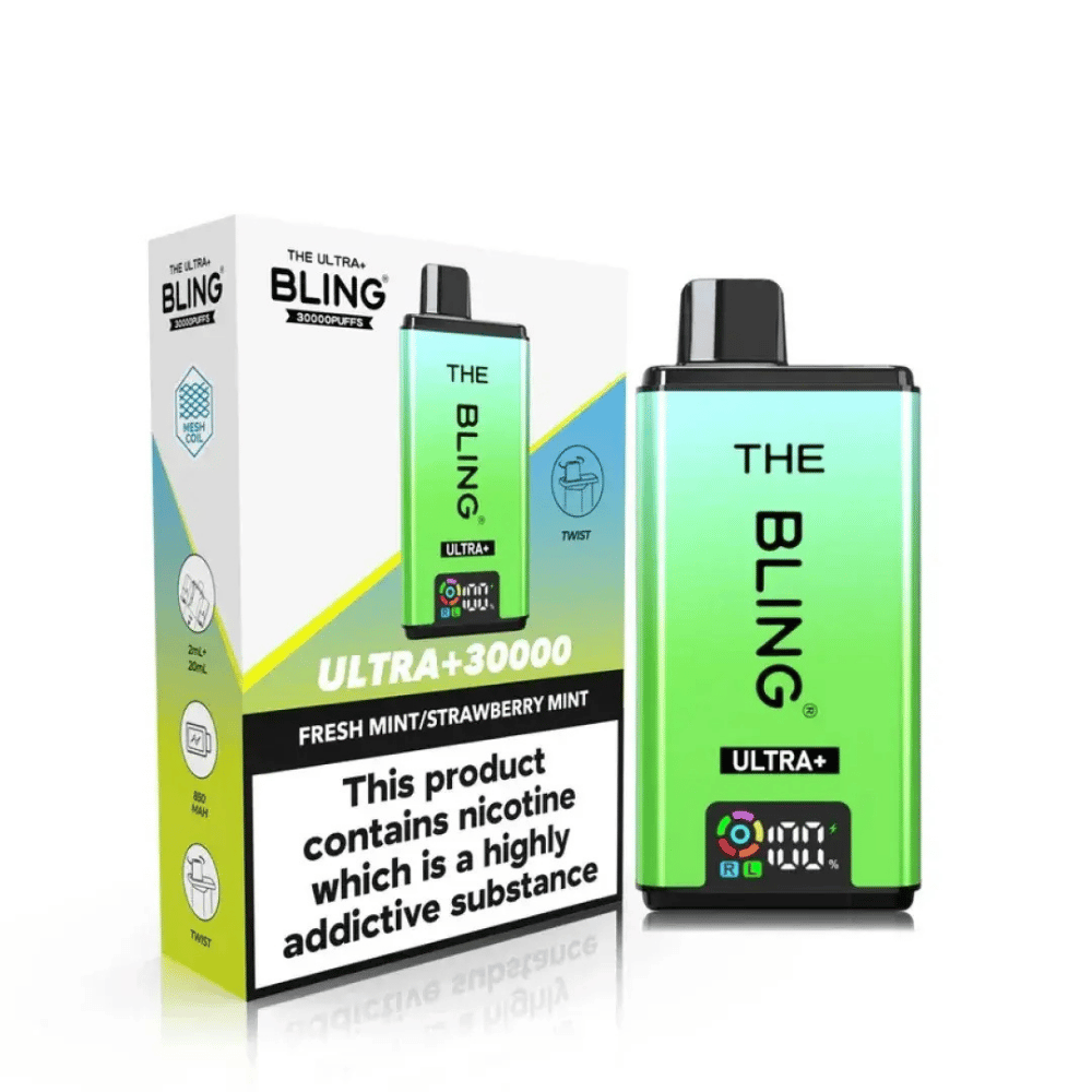 The Bling Ultra Plus 30K Vape Kit Fresh Mint / Strawberry Mint - EUK