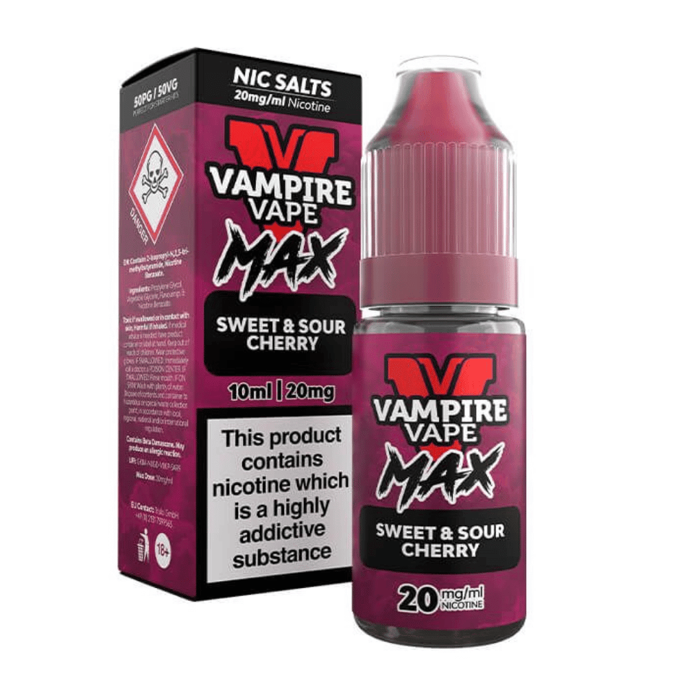 Vampire Vape Max Sweet & Sour Cherry Nic Salt E - Liquid 10ml - EUK
