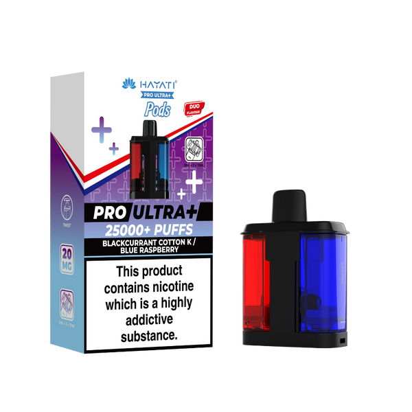 Hayati Pro Ultra Plus 25k Prefilled Pods Blackcurrant Cotton K/Blue Raspberry