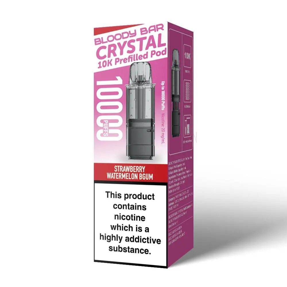 Bloody Bar Crystal 10K Prefilled Pod Strawberry Blast Strawberry Watermelon Bgum