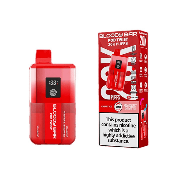 Bloody Bar 20K Prefilled Pod Kit Cherry Ice / Strawberry Raspberry Cherry Ice
