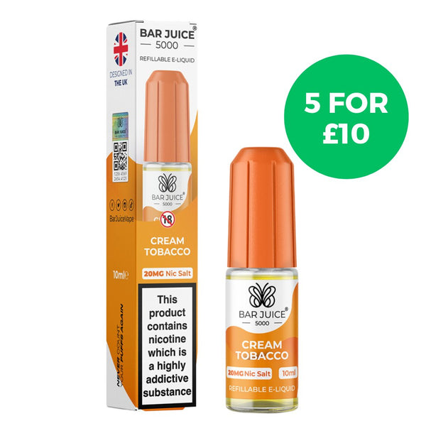 Cream Tobacco Nic Salt E-Liquid by Bar Juice 5000