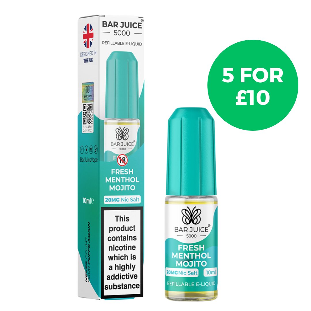 Fresh Menthol Mojito Nic Salt E-Liquid by Bar Juice 5000