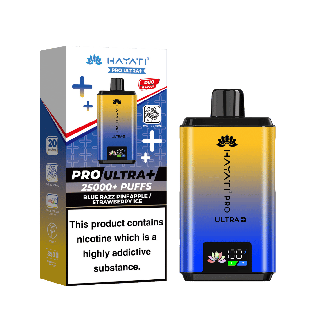 Hayati Pro Ultra Plus 25k Puffs Vape Kit Blue Razz Pineapple / Strawberry Ice - EUK