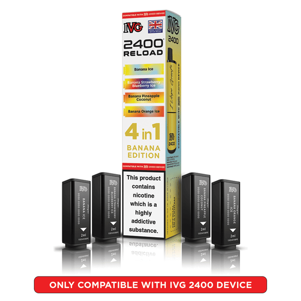IVG 2400 Reload Banana Edition Prefilled Vape Pods 4 Pack