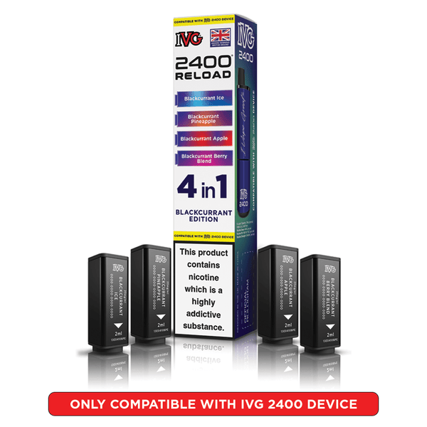 IVG 2400 Reload Blackcurrant Edition Prefilled Vape Pods 4 Pack