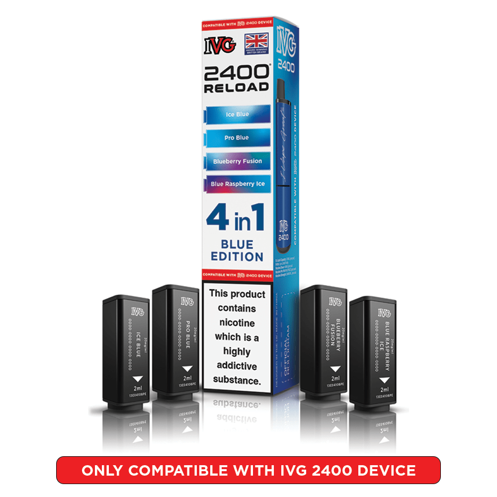 IVG 2400 Reload Blue Edition Prefilled Vape Pods 4 Pack