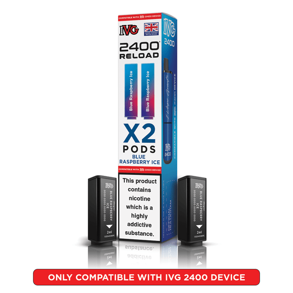 IVG 2400 Reload Blue Raspberry Ice Prefilled Vape Pods 2 Pack