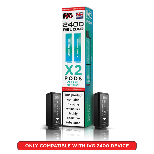 IVG 2400 Reload Classic Menthol Prefilled Vape Pods 2 Pack
