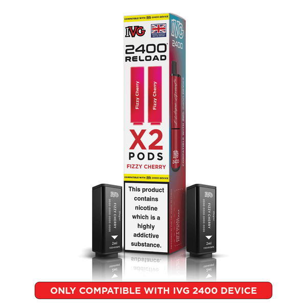IVG 2400 Reload Fizzy Cherry Prefilled Vape Pods 2 Pack