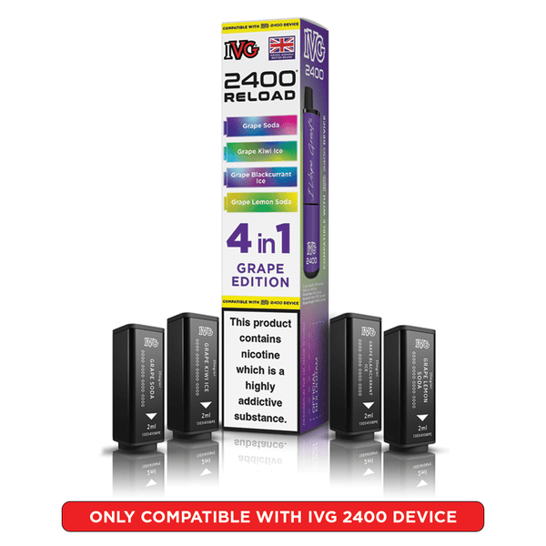 IVG 2400 Reload Grape Edition Prefilled Vape Pods 4 Pack