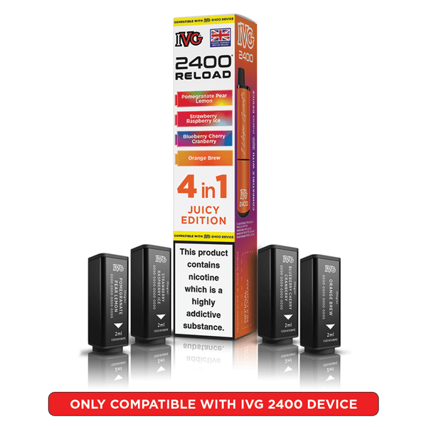 IVG 2400 Reload Juicy Edition Prefilled Vape Pods 4 Pack