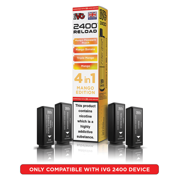 IVG 2400 Reload Mango Edition Prefilled Vape Pods 4 Pack