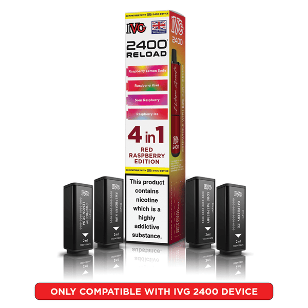 IVG 2400 Reload Red Raspberry Edition Prefilled Vape Pods 4 Pack