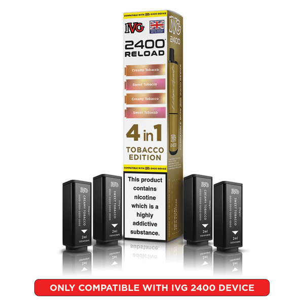 IVG 2400 Reload Tobacco Edition Prefilled Vape Pods 4 Pack