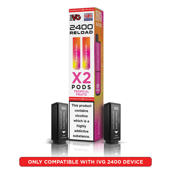 IVG 2400 Reload Tropical Fruits Prefilled Vape Pods 2 Pack