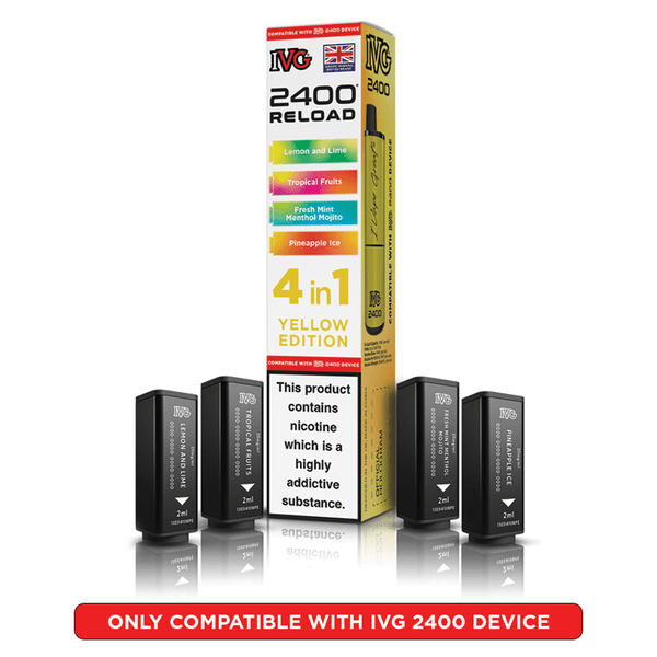 IVG 2400 Reload Yellow Edition Prefilled Vape Pods 4 Pack