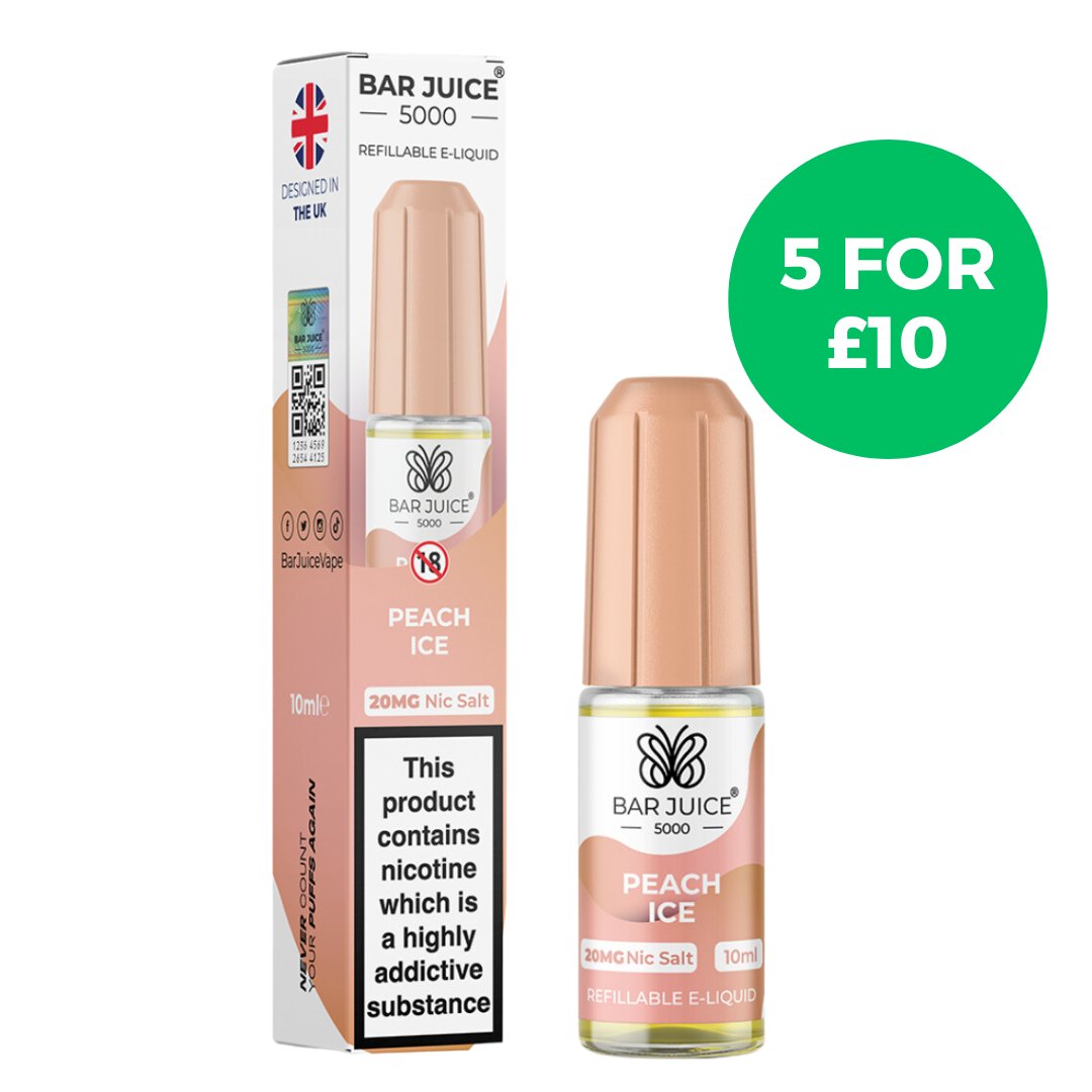 Peach Ice Nic Salt E-Liquid by Bar Juice 5000