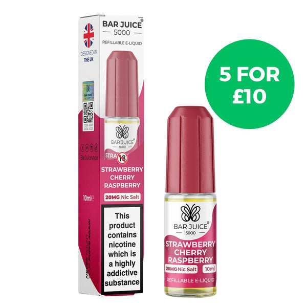 Strawberry Cherry Raspberry Nic Salt E-Liquid by Bar Juice 5000