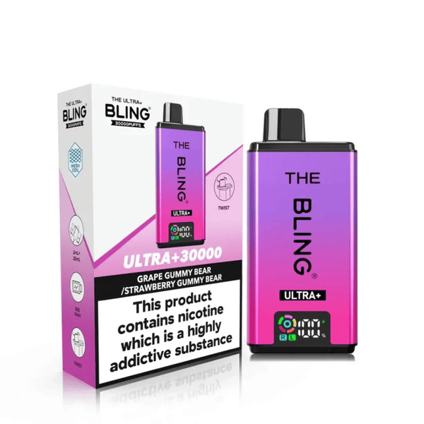 The Bling Ultra Plus 30K Vape Kit Grape Gummy Bear / Strawberry Gummy Bear