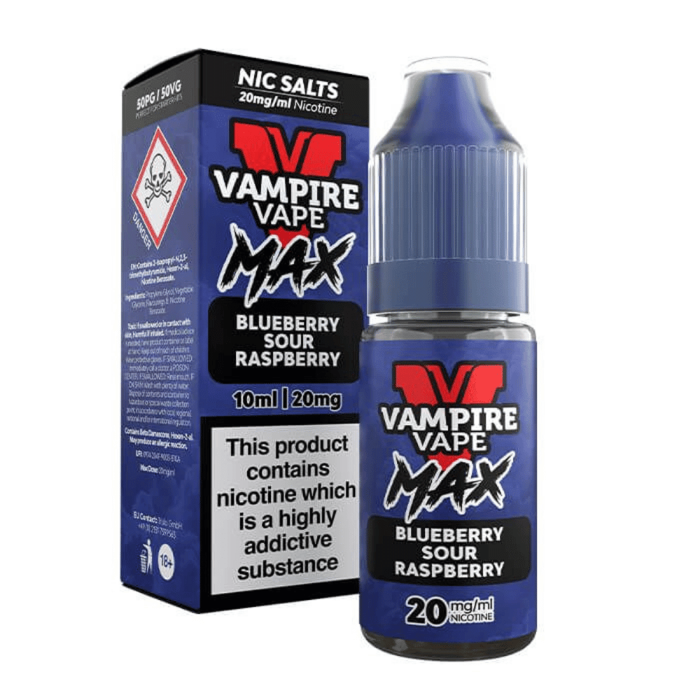 Vampire Vape Max Blueberry Sour Raspberry Nic Salt E - Liquid 10ml - EUK