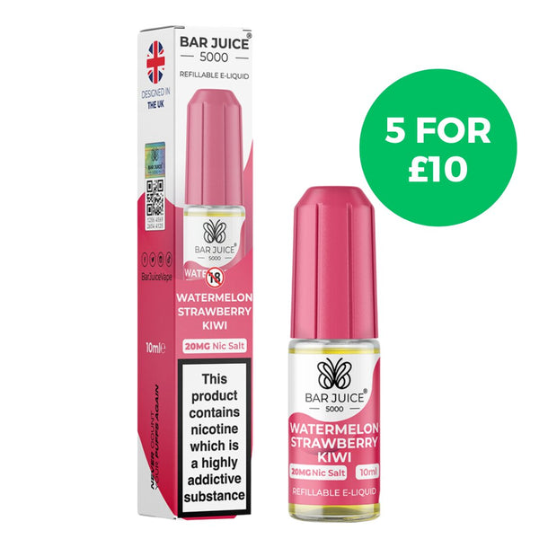 Watermelon, Strawberry & Kiwi Nic Salt E-Liquid by Bar Juice 5000